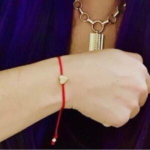 PARK LANE CHERRY 🍒 SATIN THREAD WITH DAINTY GOLD HEART 💛 STONE BRACELET